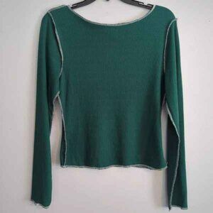 Persaya Jr Miss XL Rough Hem Thermal Green Pullover New